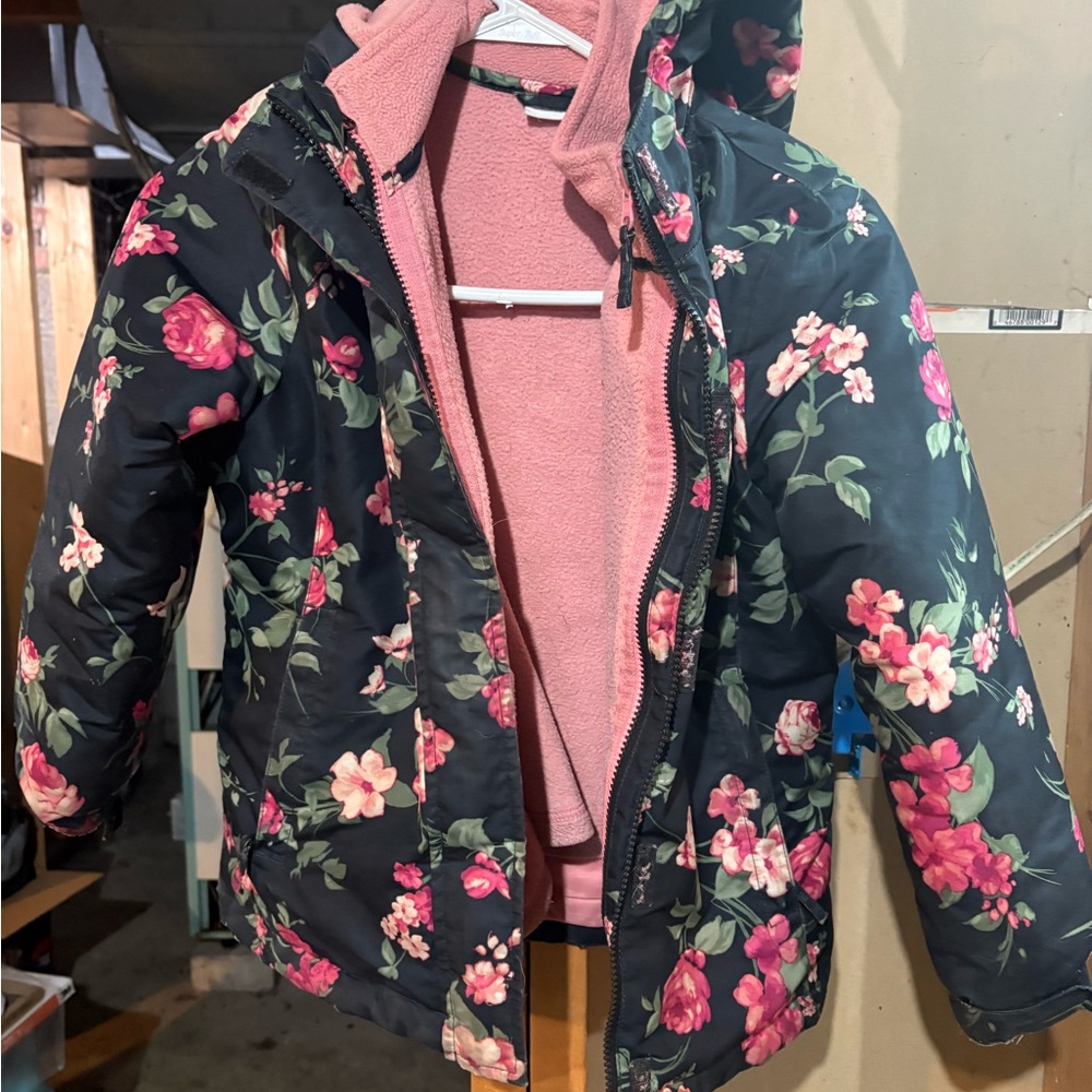 The Children's Place Floral Puffer Jacket with snow pants